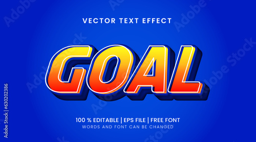 Goal Editable text effect template with a combination of orange and yellow text colors on a blue background