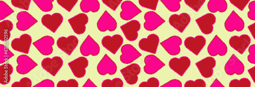 Love symbol - Vector fury hearts seamless pattern. Red and pink fury hearts om a light background. For bags print, packing, textile, print, wallpaper, 