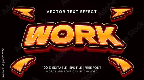 Work editable text effect with a combination of orange text color on a dark background