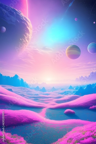 A Sky Full of Stars and a Carpet of Flowers in Photorealistic Brilliance | Neon Artwork, Digital Art, Night Sky, Floral, Artistic Visualization