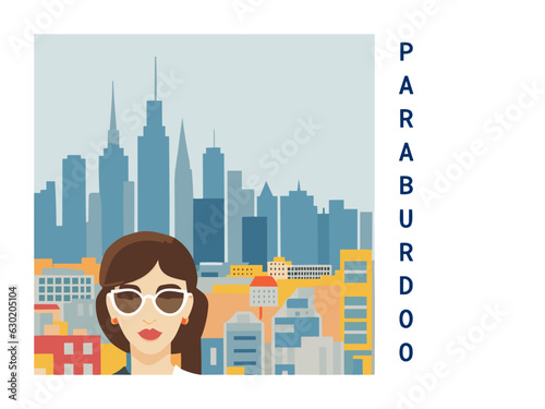 Square flat design tourism poster with a cityscape illustration of Paraburdoo (Australia)