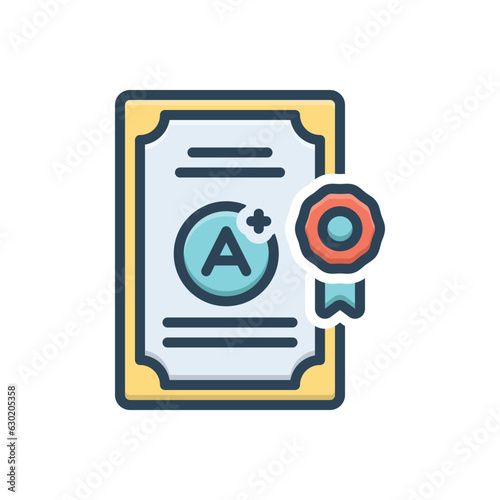 Color illustration icon for qualified