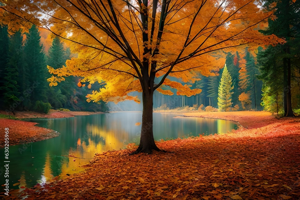 autumn in the park by Generated with AI technology
