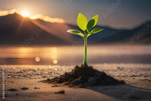 plant on the beach by Generated with AI technology