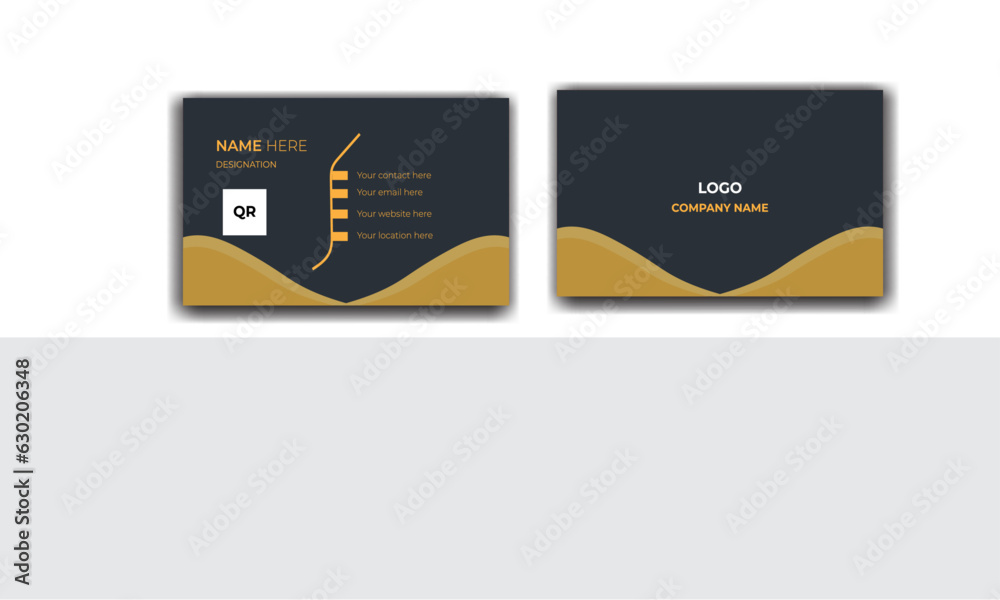 corporate business card  with modern shape and both side design. vector  illustration template.