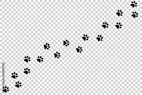 Tela Animal Paw Track - Black Vector Icons Isolated On Transparent Background