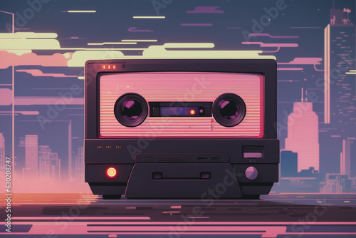 old tape radio electronics photography generated ai