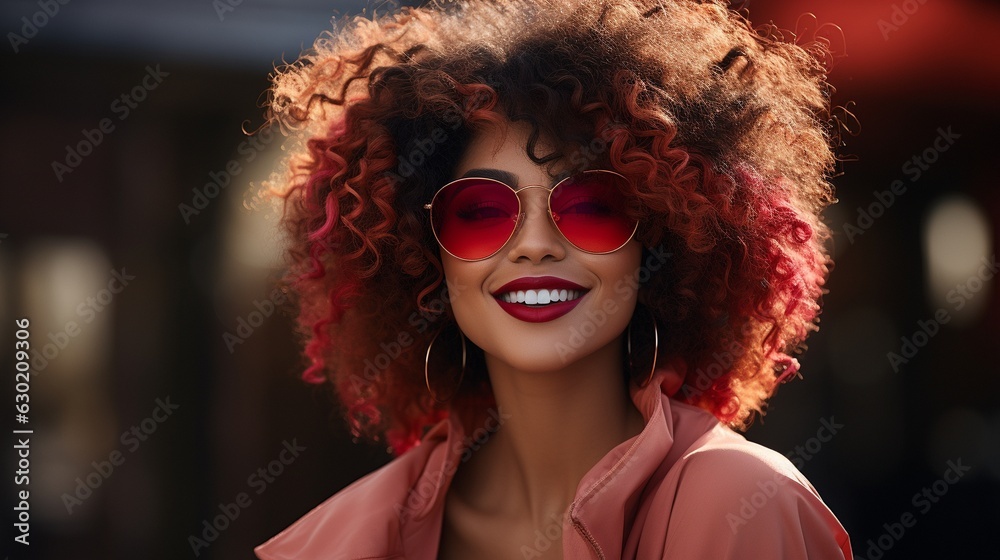 attractive young black woman with sunglasses