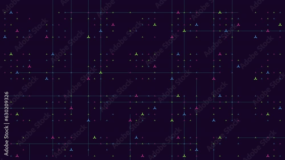 Vibrant grid of dots on a dark background forms a captivating pattern. Dots vary in size, and scattered stars add depth and a celestial touch to the scene Vibrant grid of dots on a dark background forms a captivating pattern. Dots vary in size, and scattered stars add depth and a celestial touch to the scene