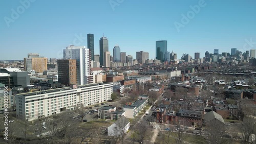 Wallpaper Mural Cinematic Drone Shot Above Boston, Massachusetts on Clear Day Torontodigital.ca