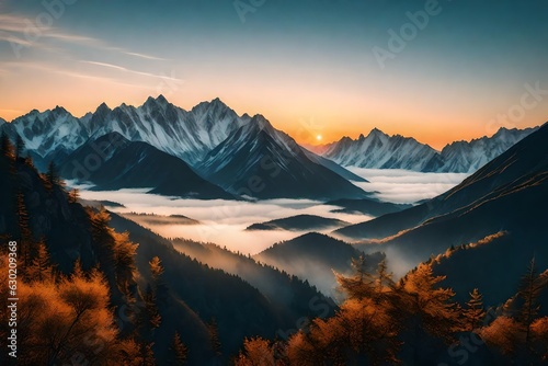 Scenic view of mountains during sunrise © Pretty Panda