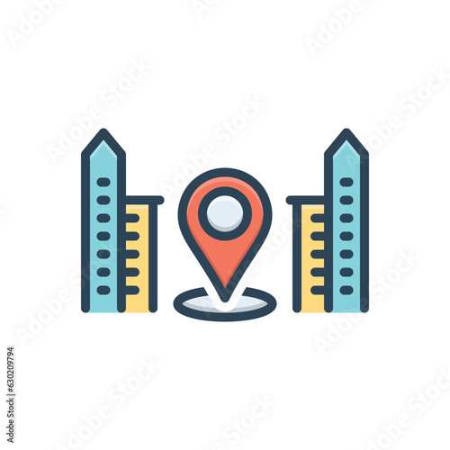 Color illustration icon for location