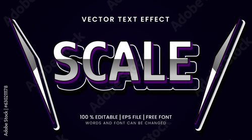 Scale editable vector text effect silver color on dark background