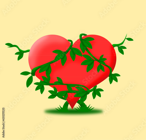 heart with leaves and berries