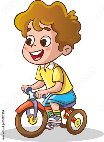 vector illustrations of cute child riding bike