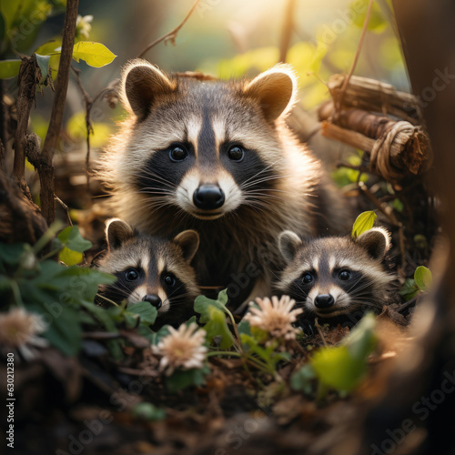 Raccoon in its Natural Habitat  Wildlife Photography  Generative AI