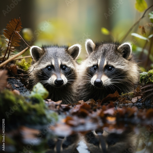 Raccoon in its Natural Habitat, Wildlife Photography, Generative AI