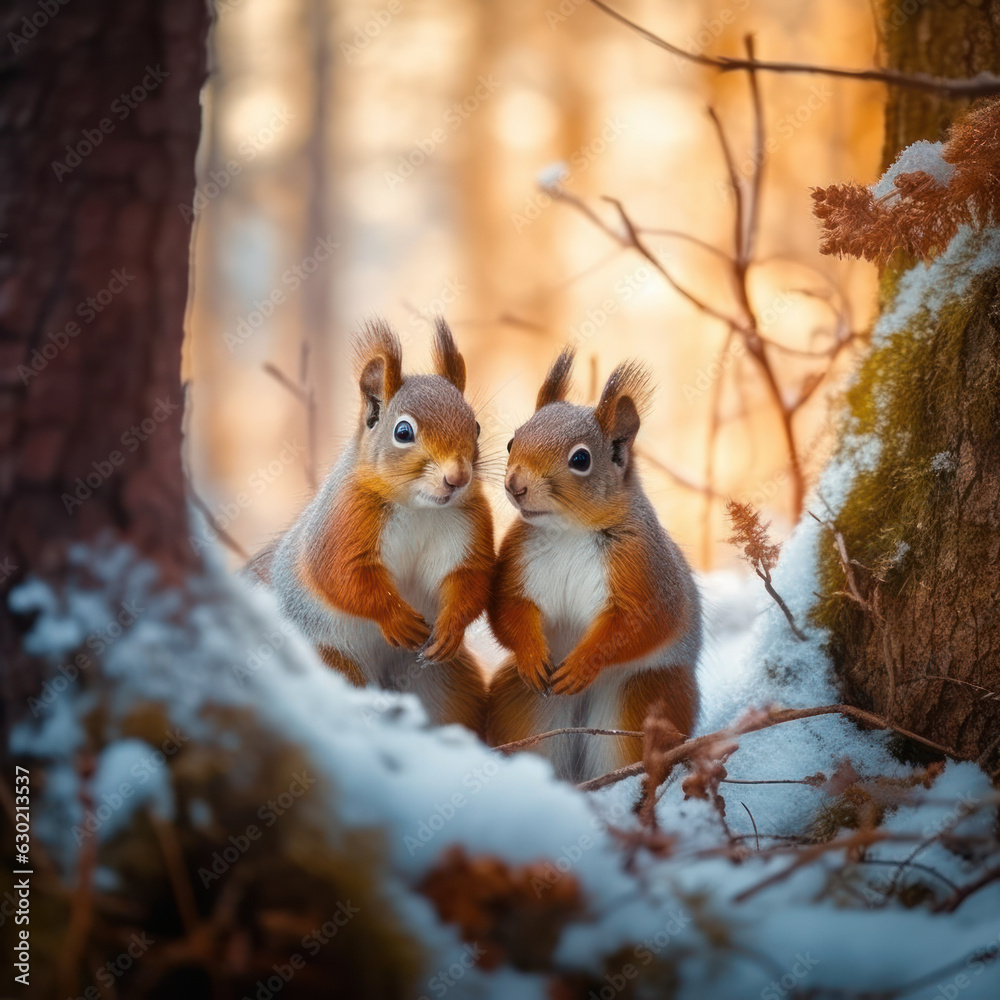 Squirrel in its Natural Habitat, Wildlife Photography, Generative AI