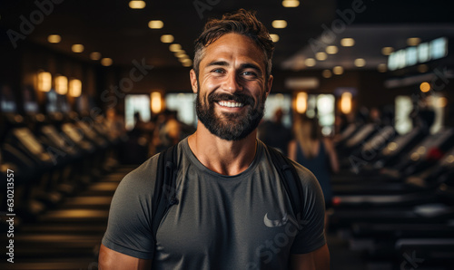 Fitness, gym and happy portrait of personal trainer man ready for workout coaching. Training, wellness and exercise coach