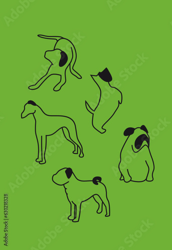 Illustrations chiens contours