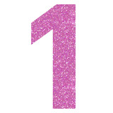 Pink glitter number one in transparent background.Number 1 icon, Design for decorating, background, wallpaper, illustration.