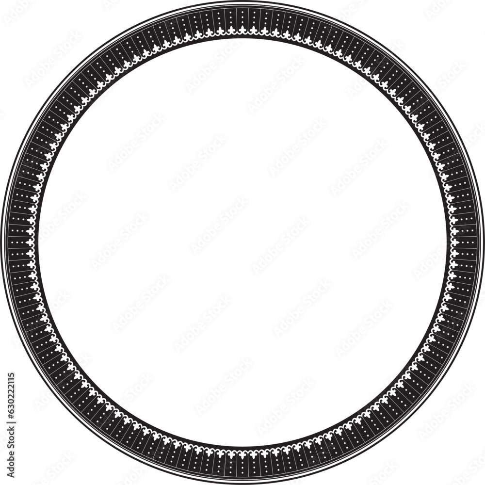 Vector black monochrome frame, border, Chinese ornament. Patterned circle, ring of the peoples of East Asia, Korea, Malaysia, Japan, Singapore, Thailand..