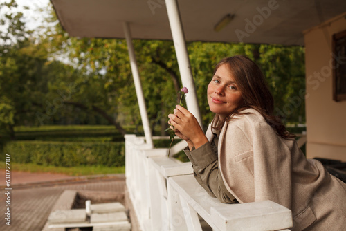 Pretty carefree woman resting outdoor