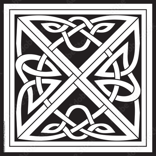Vector black monochrome Celtic knot. Ornament of ancient European peoples. The sign and symbol of the Irish, Scots, Britons, Franks.