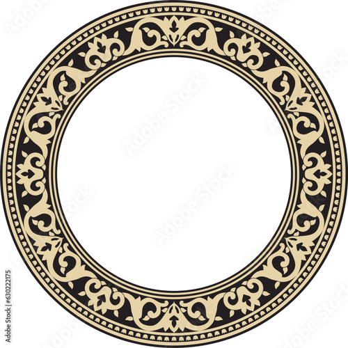Vector golden and black round turkish ornament. Endless ottoman national border, frame..