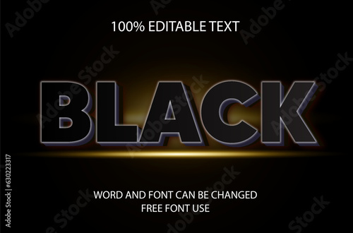 Vector Black editable text effect.