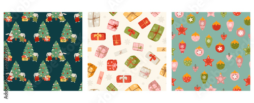 Collection of christmas seamless patterns