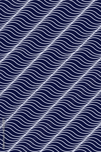Wavy pattern with white lines on dark blue background
