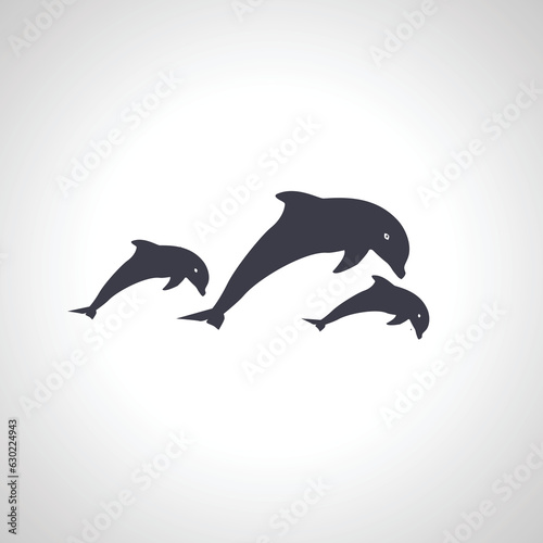 Fototapeta Naklejka Na Ścianę i Meble -  dolphin icon. group of dolphins isolated icon, pod of dolphins