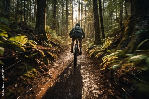 Ride Through A Sunlit Forest Trail, Generative AI
