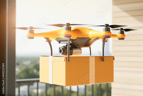 Parcel delivey with cargo drone. photo