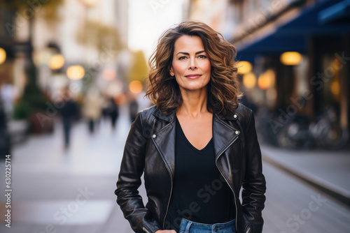 attractive mature woman in the city.