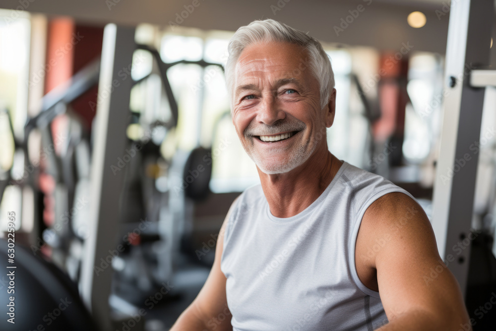 A mature senior man at gym.
