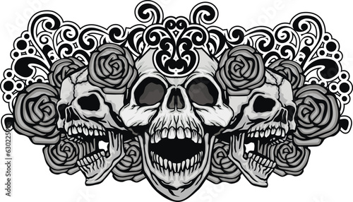 Gothic sign with skull, grunge vintage design t shirts