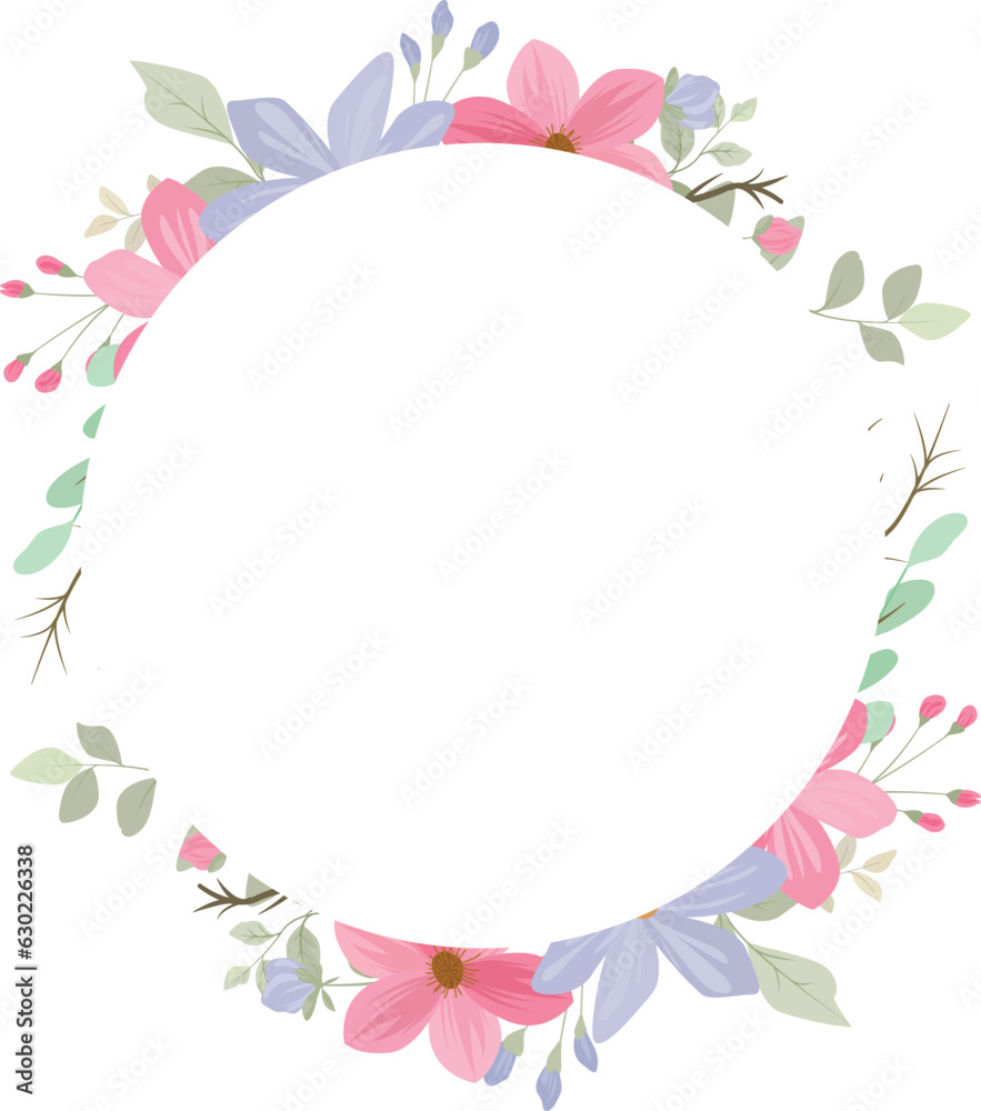 floral frame with wildflowers for invitation card or greeting card decoration