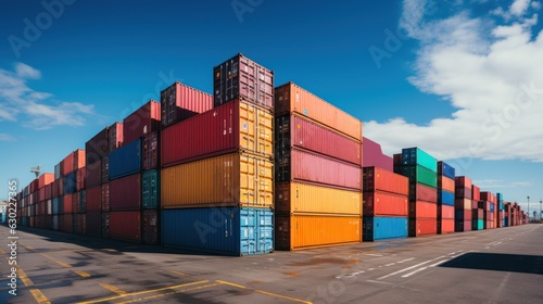 Wallpaper Mural Colorful containers at the pier for ads and background Container stack Import and export concept Torontodigital.ca