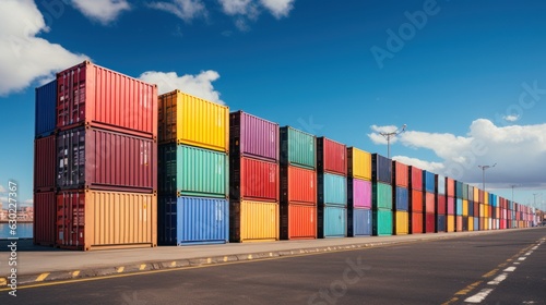 Wallpaper Mural Colorful containers at the pier for ads and background Container stack Import and export concept Torontodigital.ca