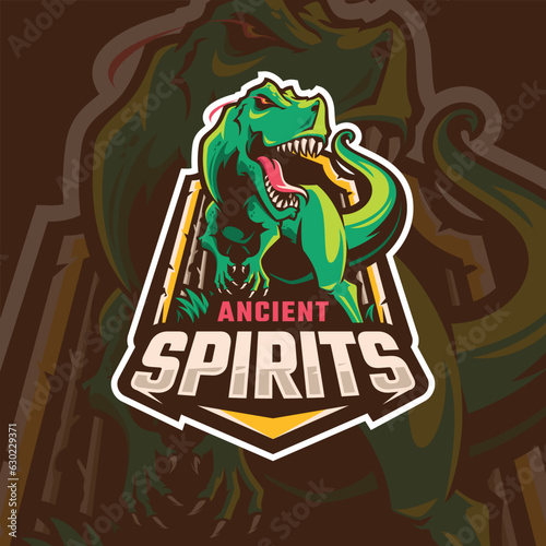 Raptor dinosaur mascot logo design