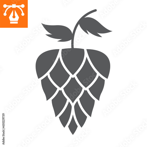 Beer hop solid icon, glyph style icon for web site or mobile app, oktoberfest and alcohol, hop plant vector icon, simple vector illustration, vector graphics with editable strokes.