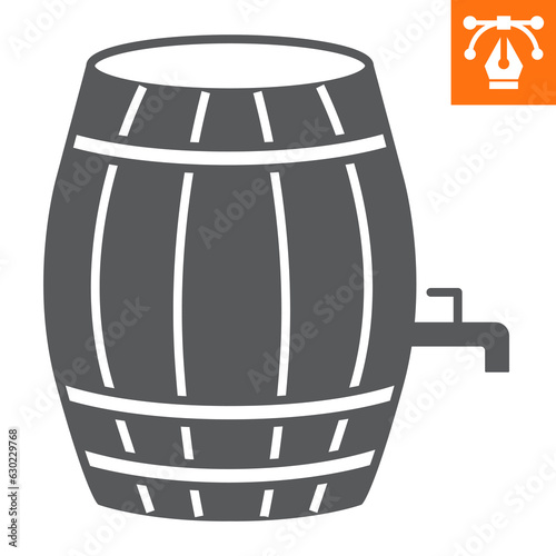 Beer barrel solid icon, glyph style icon for web site or mobile app, oktoberfest and alcohol, keg of beer vector icon, simple vector illustration, vector graphics with editable strokes.