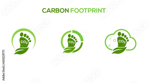 Carbon co2 footprint.  Measure footprint, Carbon percentage. Carbon Emission Analytics. Sustainability. Vector illustration.