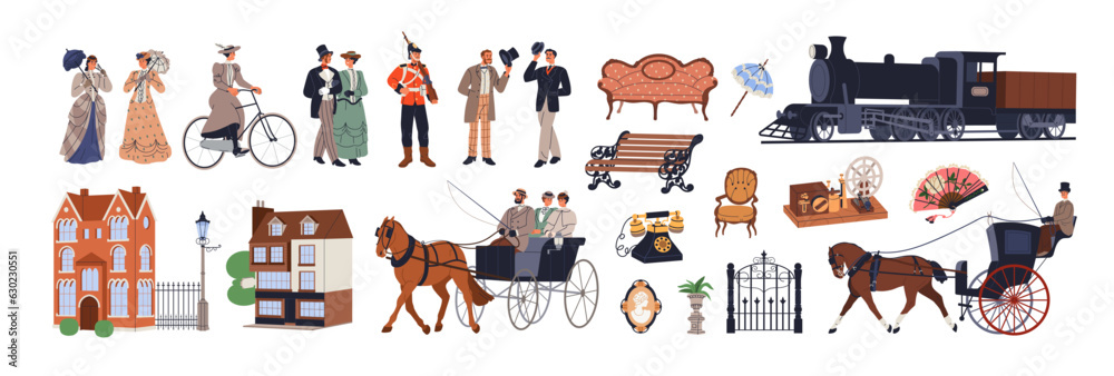 Fashion History Characters Set Stock Vector - Illustration of