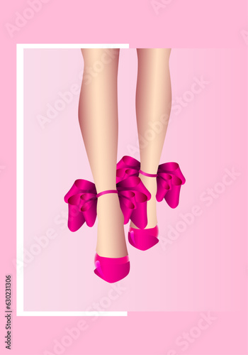 woman legs in pink shoes.
