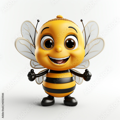 Foto Cute bee cartoon on white background