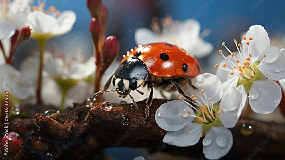 Ladybug on flower macro closeup Ladybug on flower macro closeup