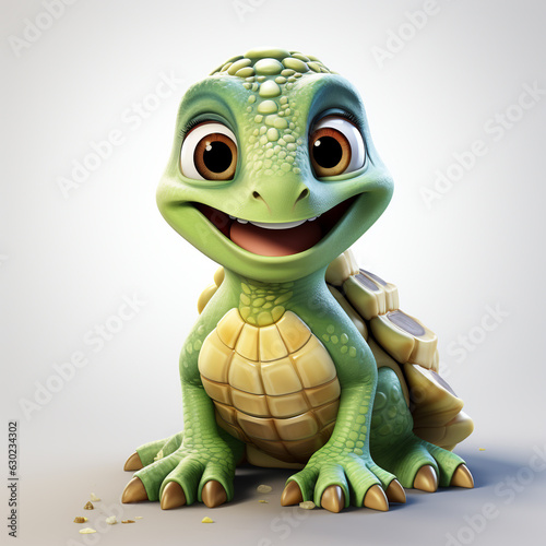 Cute turtle cartoon on a white background